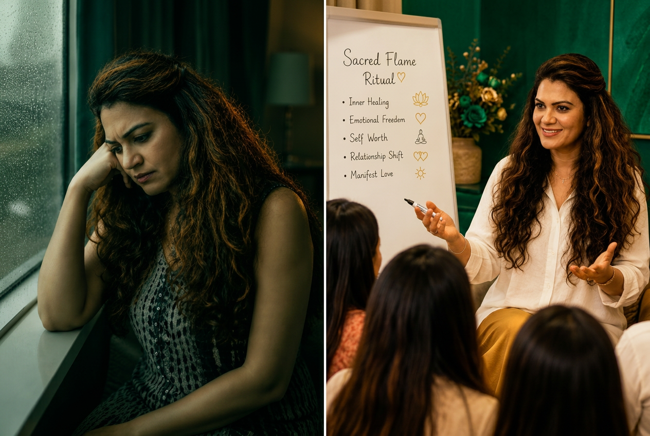 Geetika Lalchandani — from emotional pain to empowered coach guiding the Sacred Flame Ritual